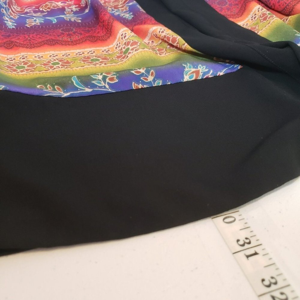 Vtg Colorful Open Cardigan Flowy Duster  3/4 Sleeve Rainbow Maximalism Dopamine - Picture 10 of 11